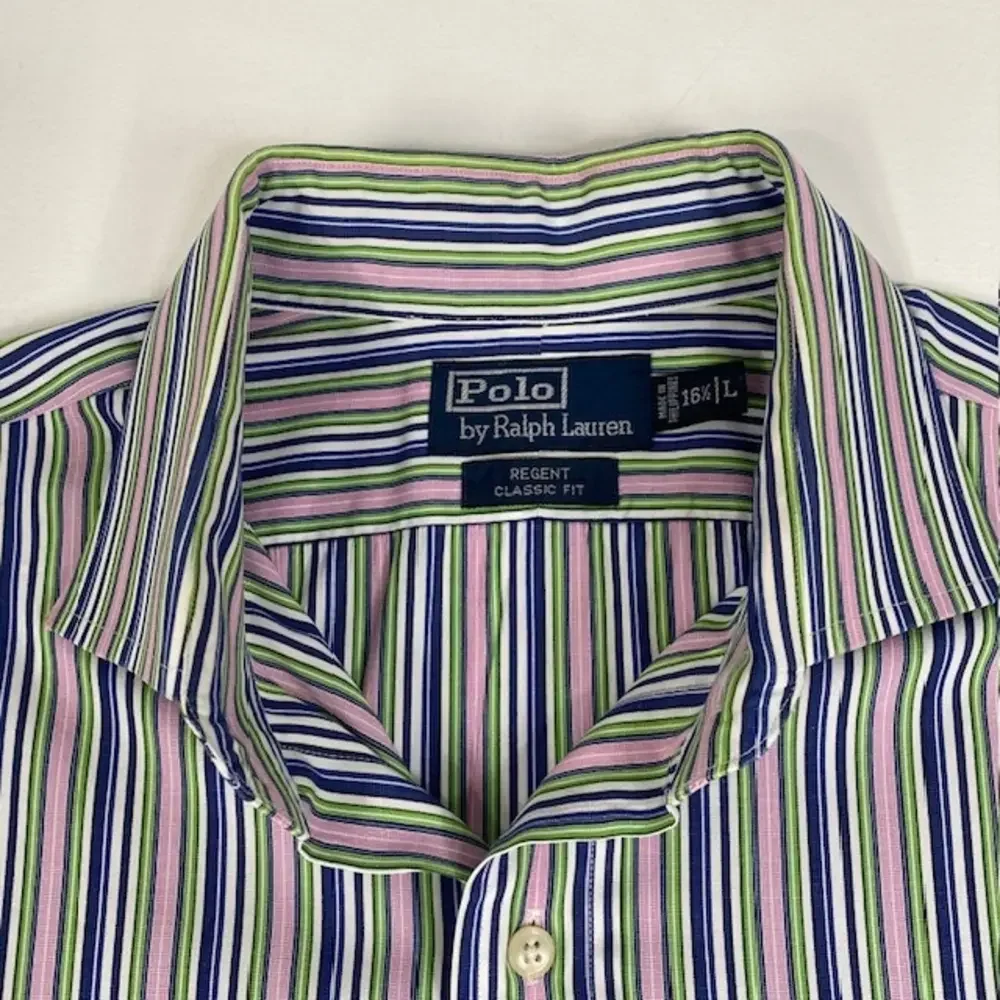 Polo Ralph Lauren Striped Dress Shirt Regent‎ Classic Fit Long Sleeve 16 1/2 L